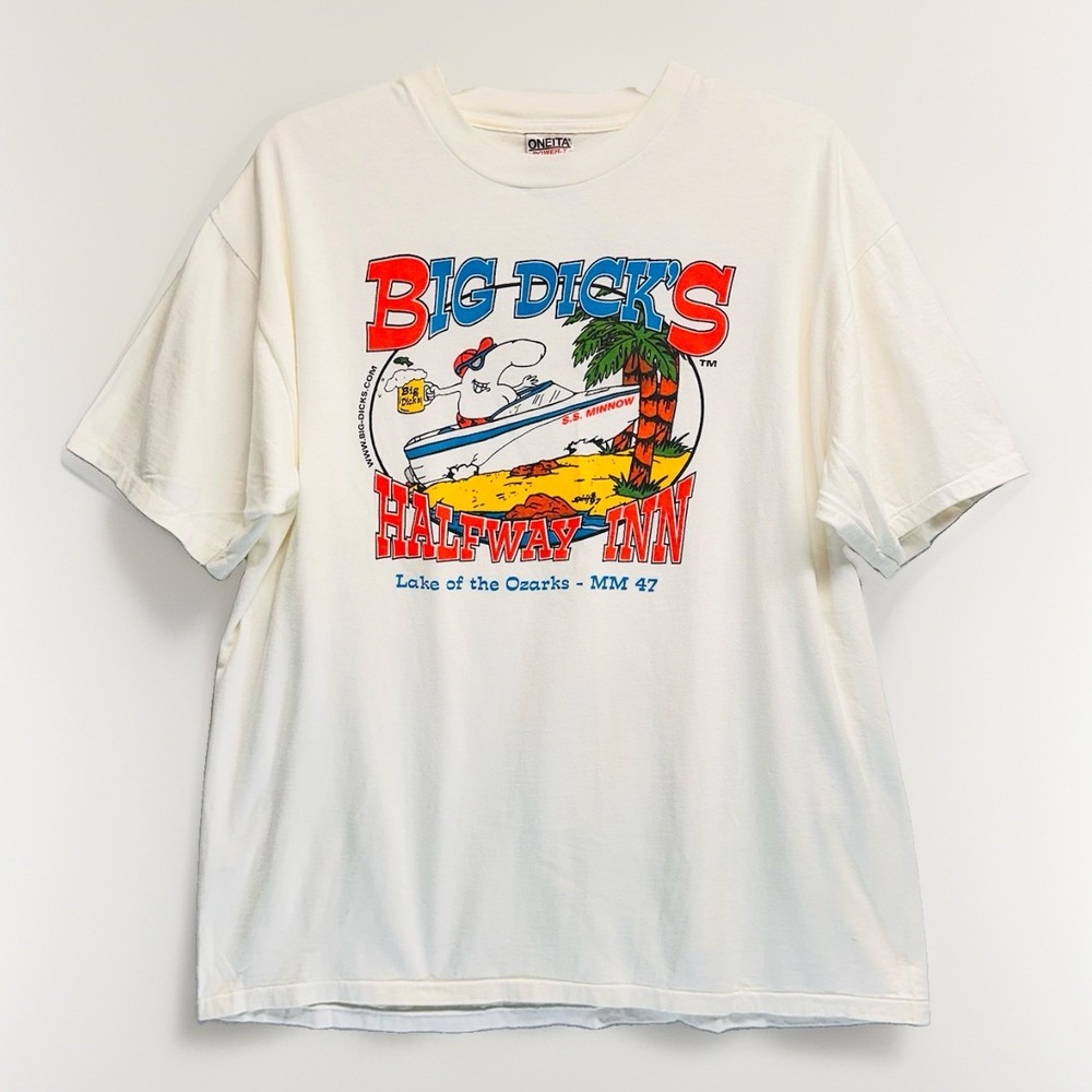 VTG Big Dick's Halfway Inn Funny Tee Shirt Men's XL Oneita Pre-Shrunk Cotton
